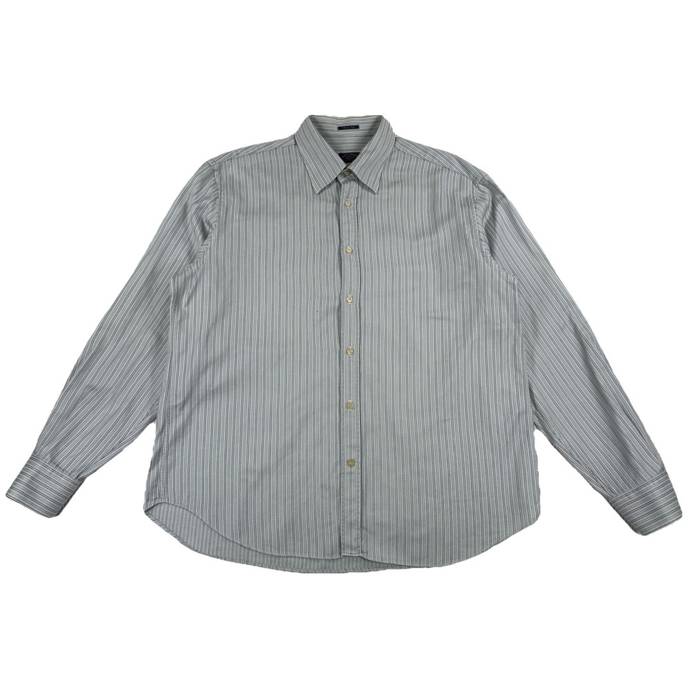 Paul & Shark Yachting Button Down Shirt Men's XL Light Blue Striped Cotton Italy